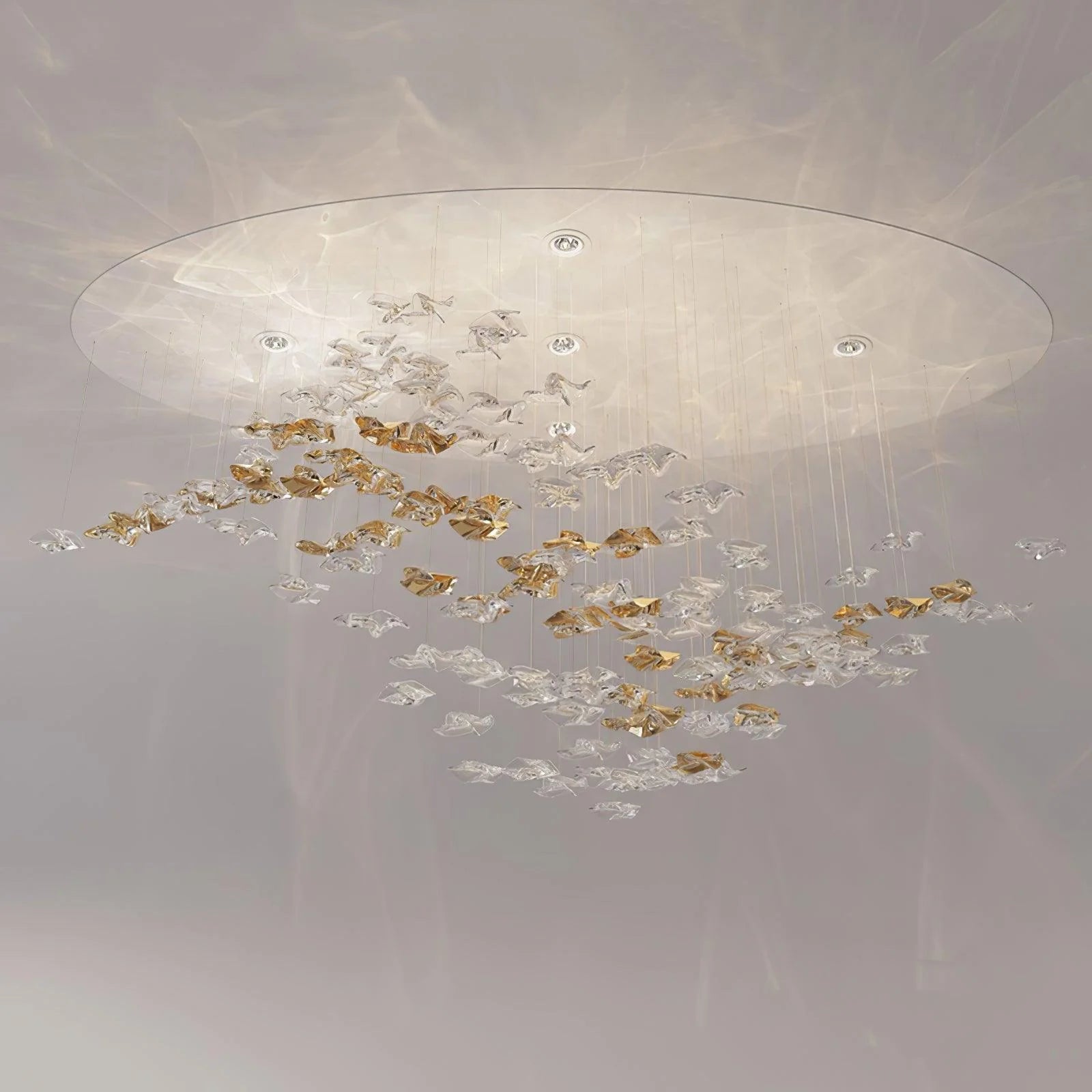 San De Chandelier, Modern Square Glass Spiral Long Pendant Chandelier